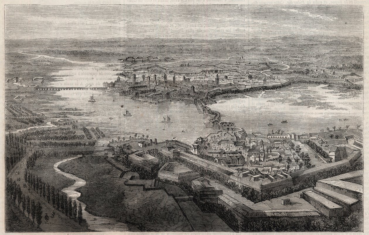 Ansicht der Stadt Mantua (Mantova, Mantua) im 19. Jahrhundert von Unknown artist