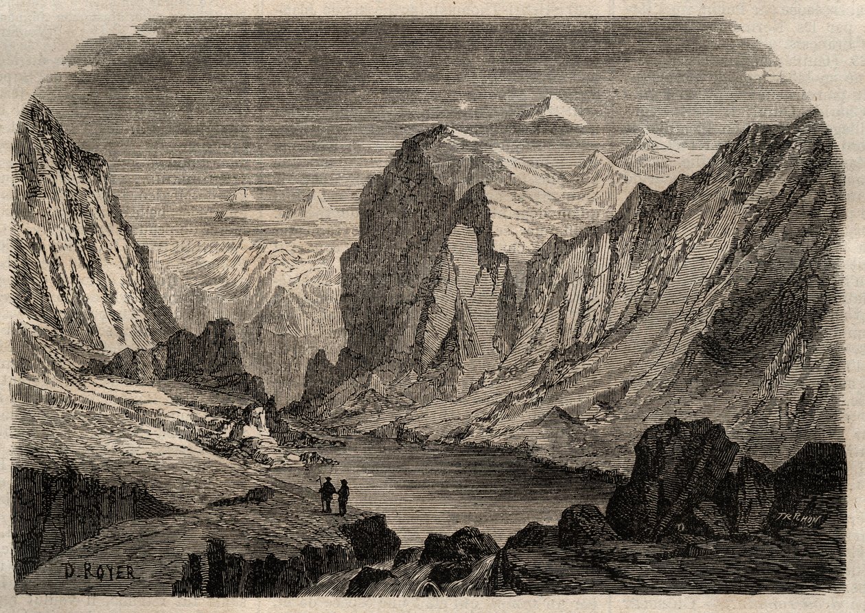 Ansicht des Landes Davos in der Schweiz im 19. Jahrhundert - Gravur in „Dictionnaire populaire illustrious“ - 1864 - von Joseph Decembre und Edmond Allonier - von Unknown artist