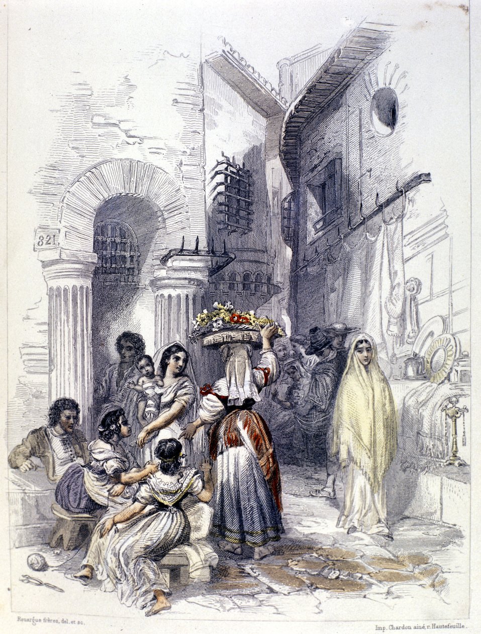 Ansicht des Ghettos von Rom im Jahr 1830. von Unknown artist