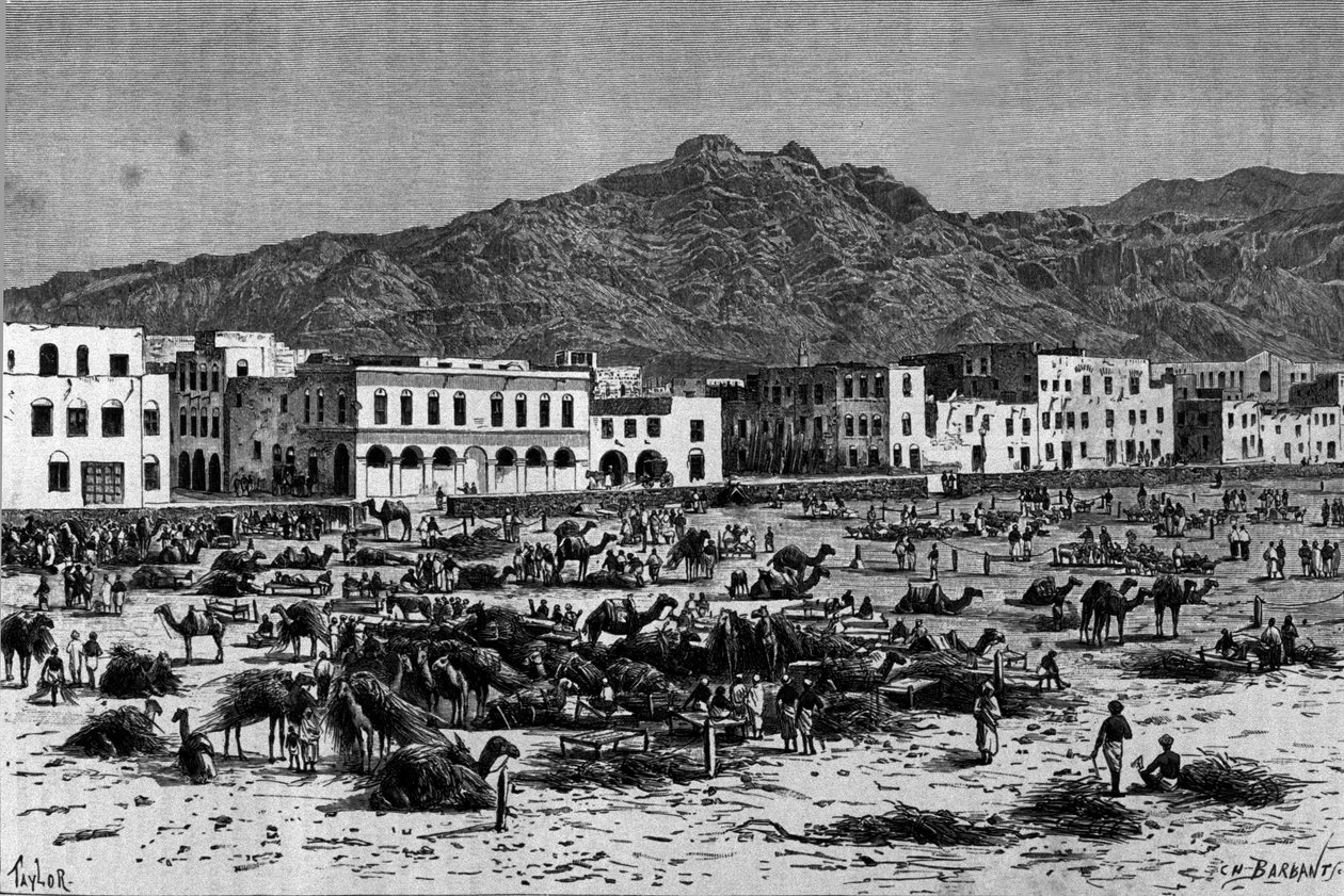 Ansicht des Marsches von Aden in Abessinien. Gravur um 1880 von Unknown artist