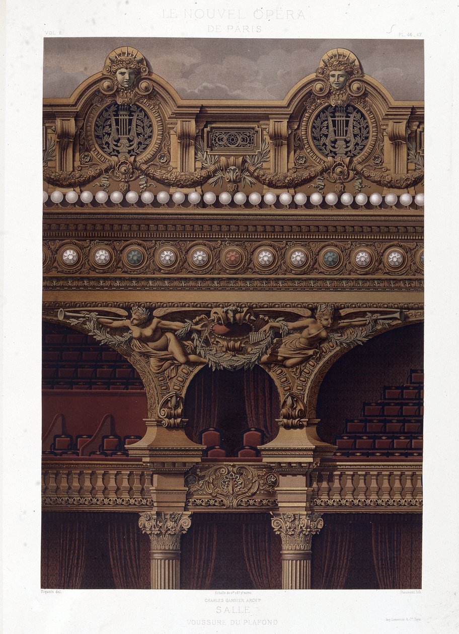 Gewölbe der Decke der Oper Garnier - Chromolithografie, Ende 19. Jahrhundert von Unknown artist