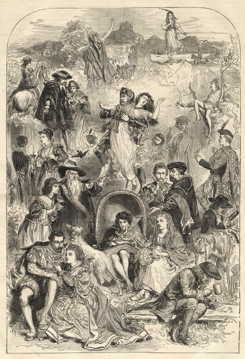 Walter Scott Charaktere - Hauptfiguren der Romane von Walter Scott (1771-1832) - Gravur von 1871 von Unknown artist