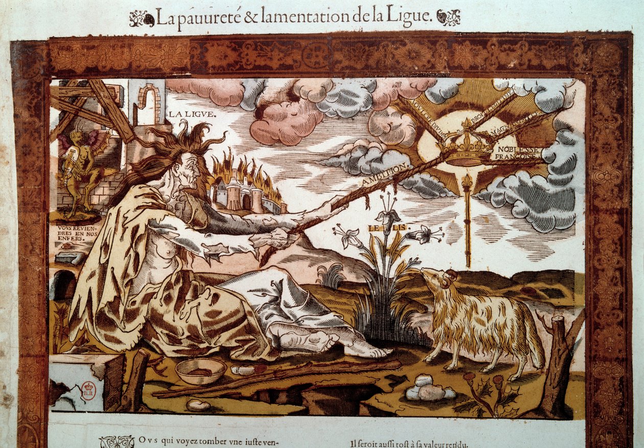 Religionskrieg: Allegorie über Armut und Klagen der Heiligen Liga von Unknown artist