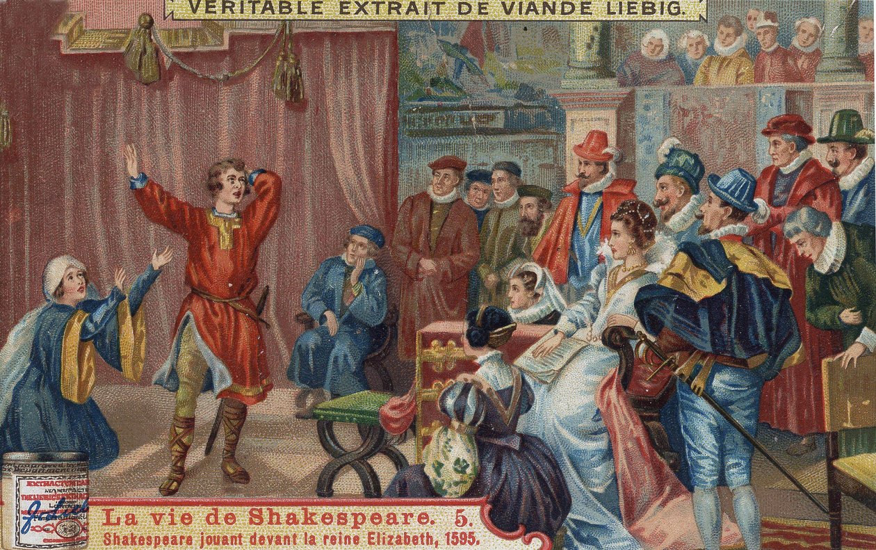 William Shakespeare spielt vor Königin Elizabeth I. und an ihrem Hof. von Unknown artist