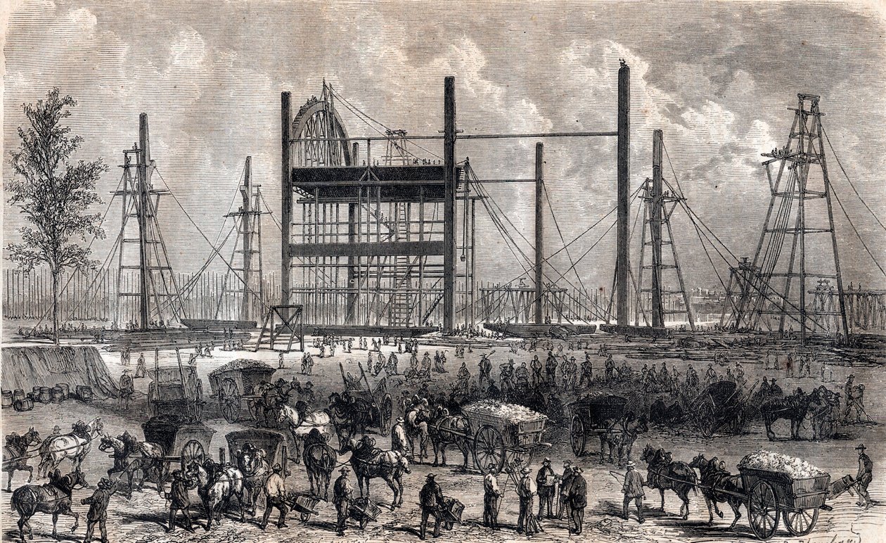 Arbeiten auf dem Marsfeld in Paris Ende April 1866 - Gravur von 1867 von Unknown artist