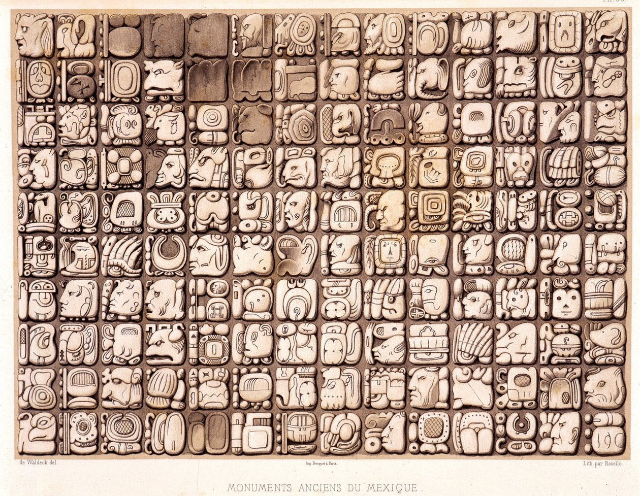 Schreibtafel - in „Alte Denkmäler Mexikos: Palenqué und andere Ruinen der alten Zivilisation Mexikos“ von Brasseur de Bourbourg, Paris von Unknown artist