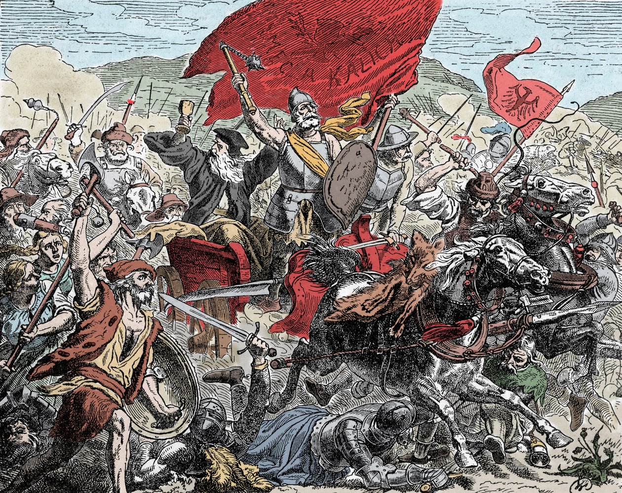 Ziska in der Schlacht - Kreuzzug gegen die Hussiten (1420-1434): Jan Ziska (1370-1424) in der Schlacht gegen die Kreuzzüge von Unknown artist