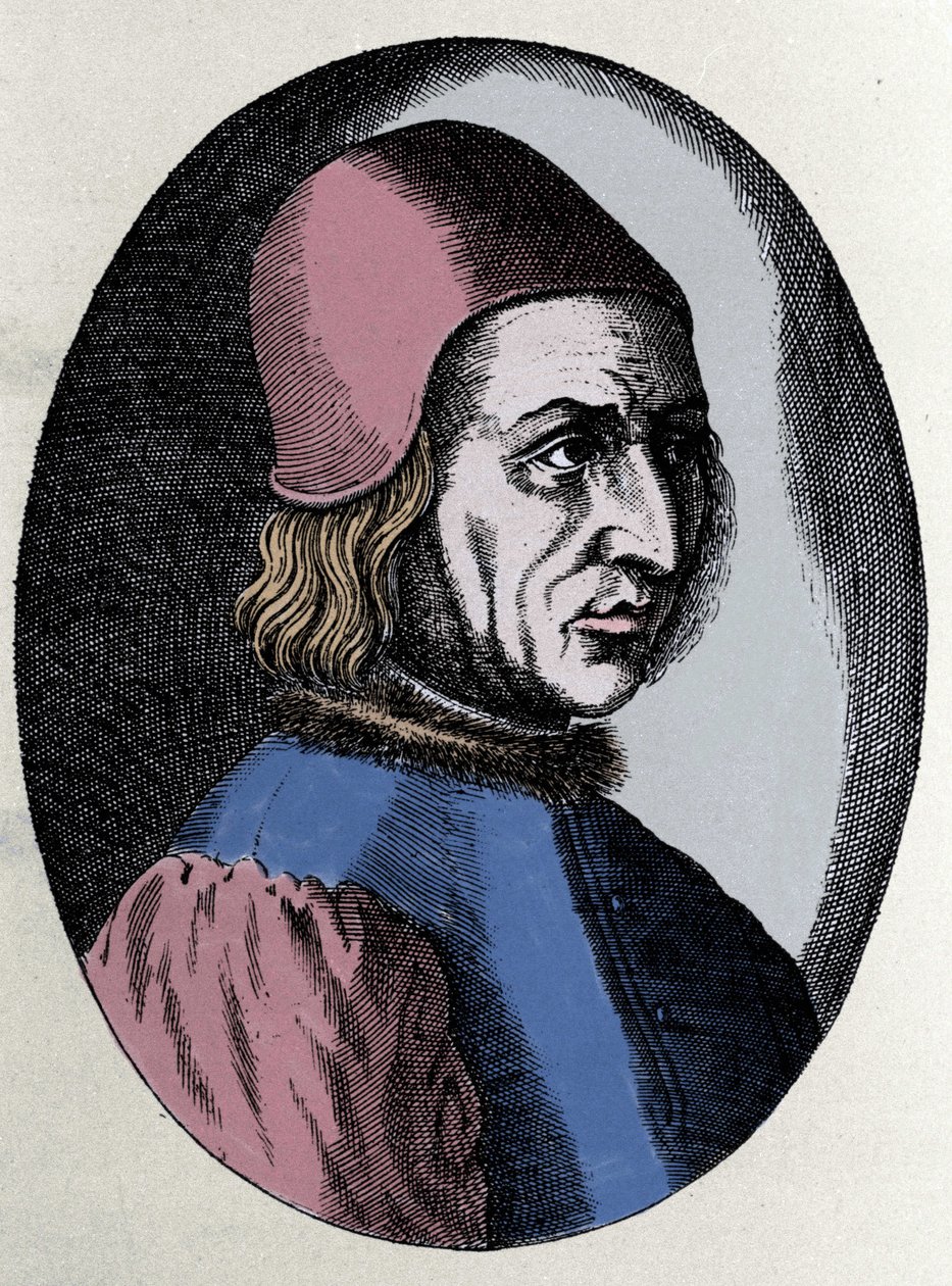 Porträt von Angelo Poliziano (italienischer Humanist 1454-1494) in „Virorum Doctorum effigies“ von Filippo Galli von Unknown artist