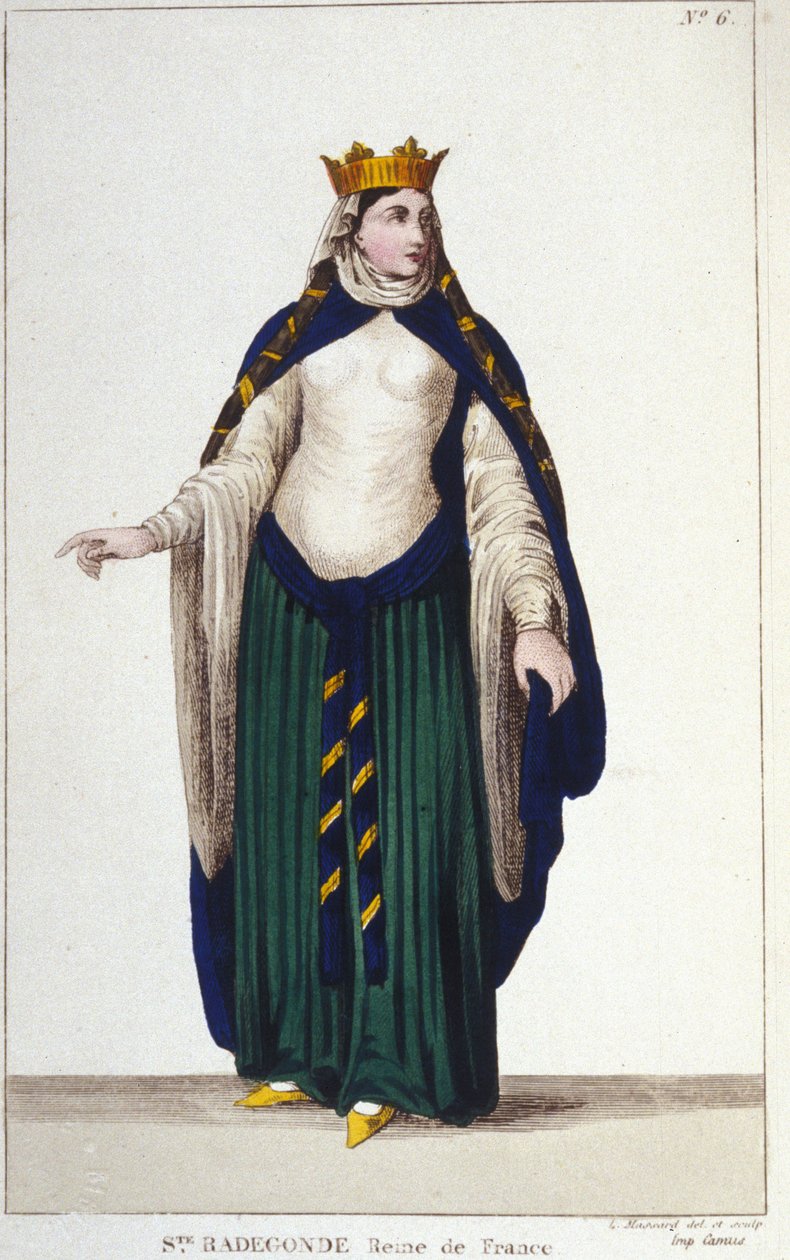 Porträt von Heilige Radegunde (ca. 520-587), Königin der Franken, Ehefrau von Chlothar I., Gravur von 1830 von Unknown artist