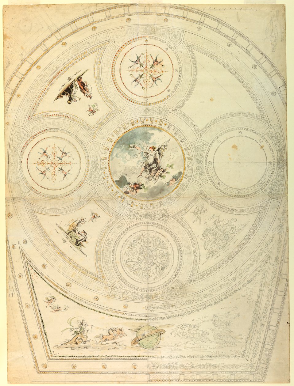 Zeichnung, Deckendekoration, Teatro Valle, Rom, 1821 von Unknown artistUnknown artist