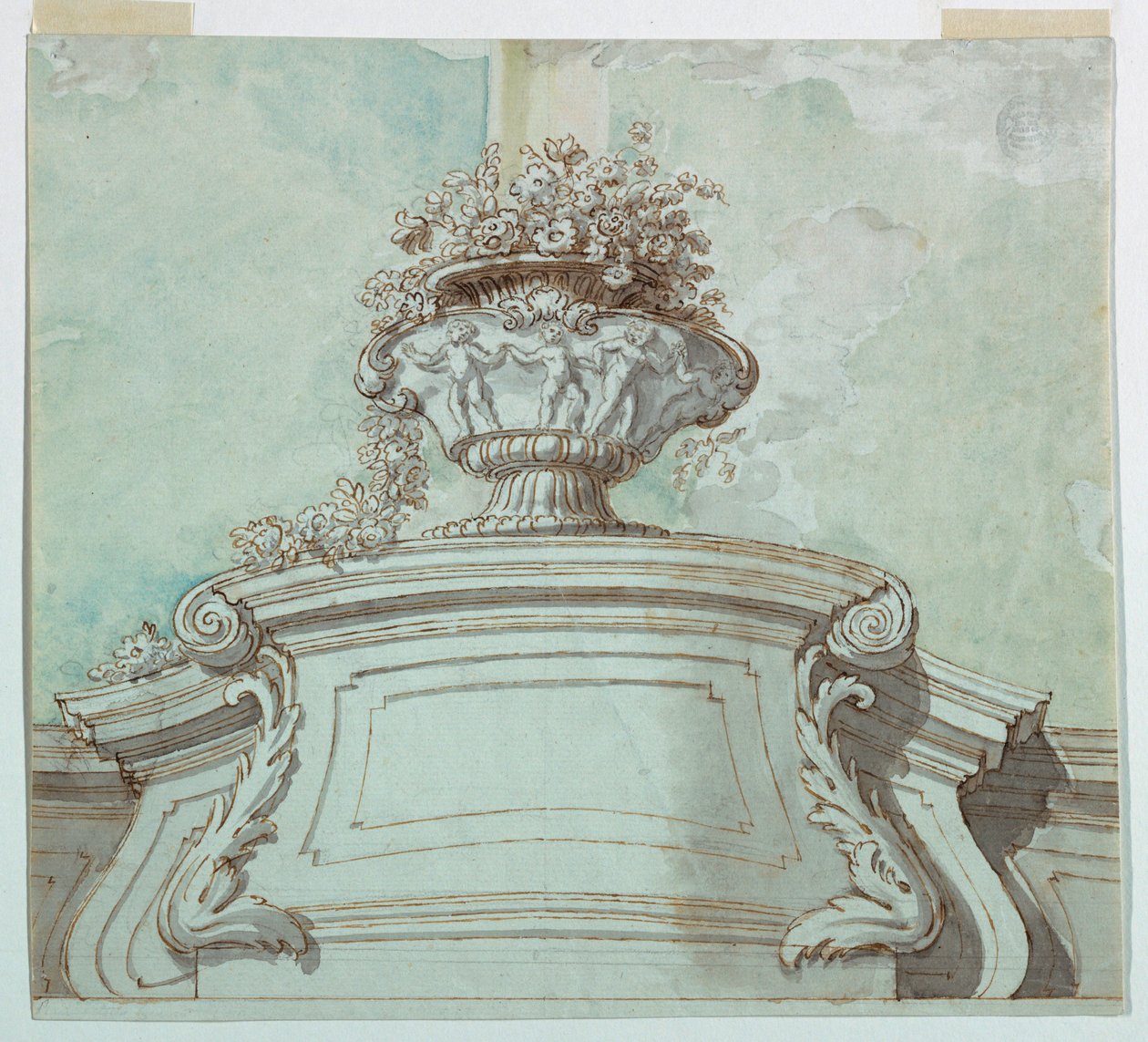 Zeichnung, Zentrales Paneel für eine Decke, 1750–1800 von Unknown artistUnknown artist