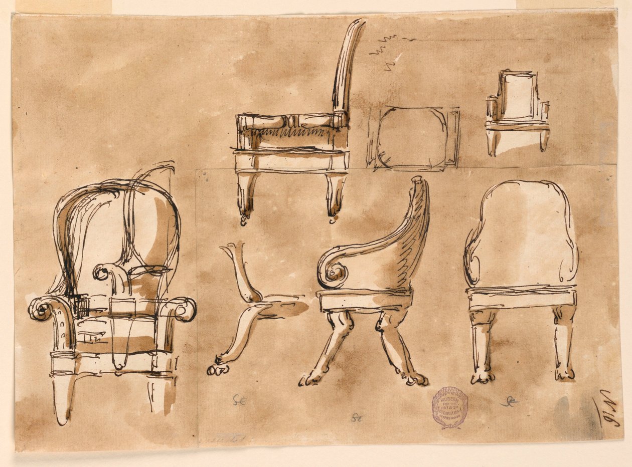 Zeichnung, Stühle, 1780–90 von Unknown artistUnknown artist