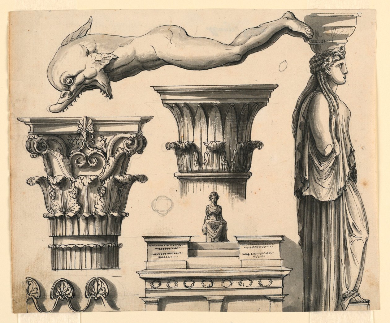 Klassische und pseudo-klassische architektonische Details, ca. 1840 von Unknown artistUnknown artist