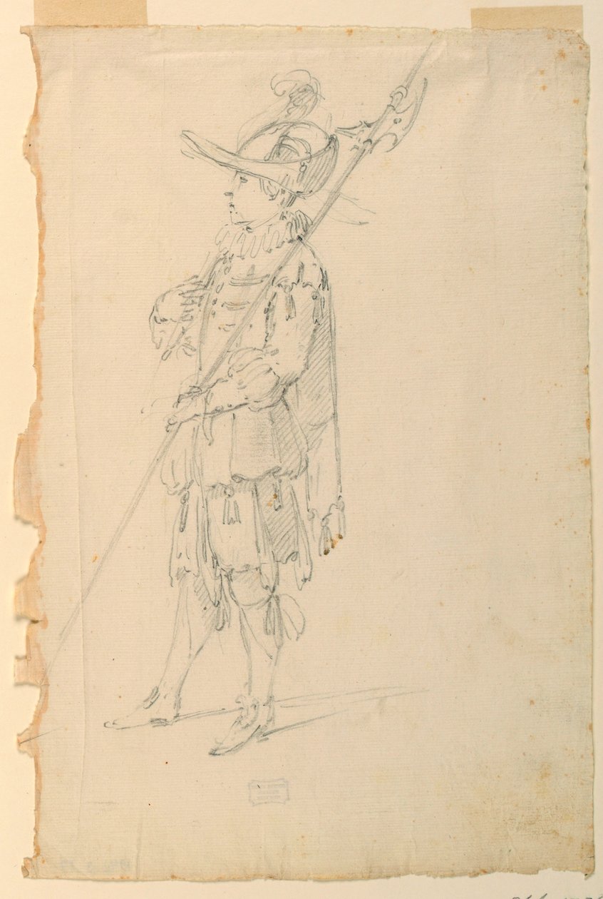 Kostümentwurf: Ein Hellebardenträger für ein Ballett, ca. 1720 von Unknown artistUnknown artist