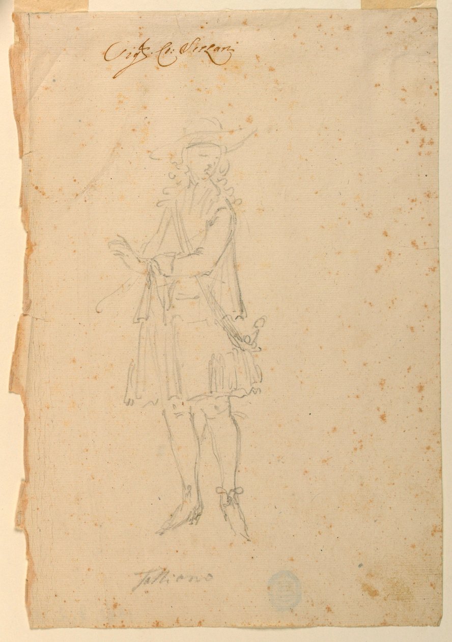 Zeichnung, Kostümentwurf: Ein Mann der Welt für ein Ballett, ca. 1720 von Unknown artistUnknown artist