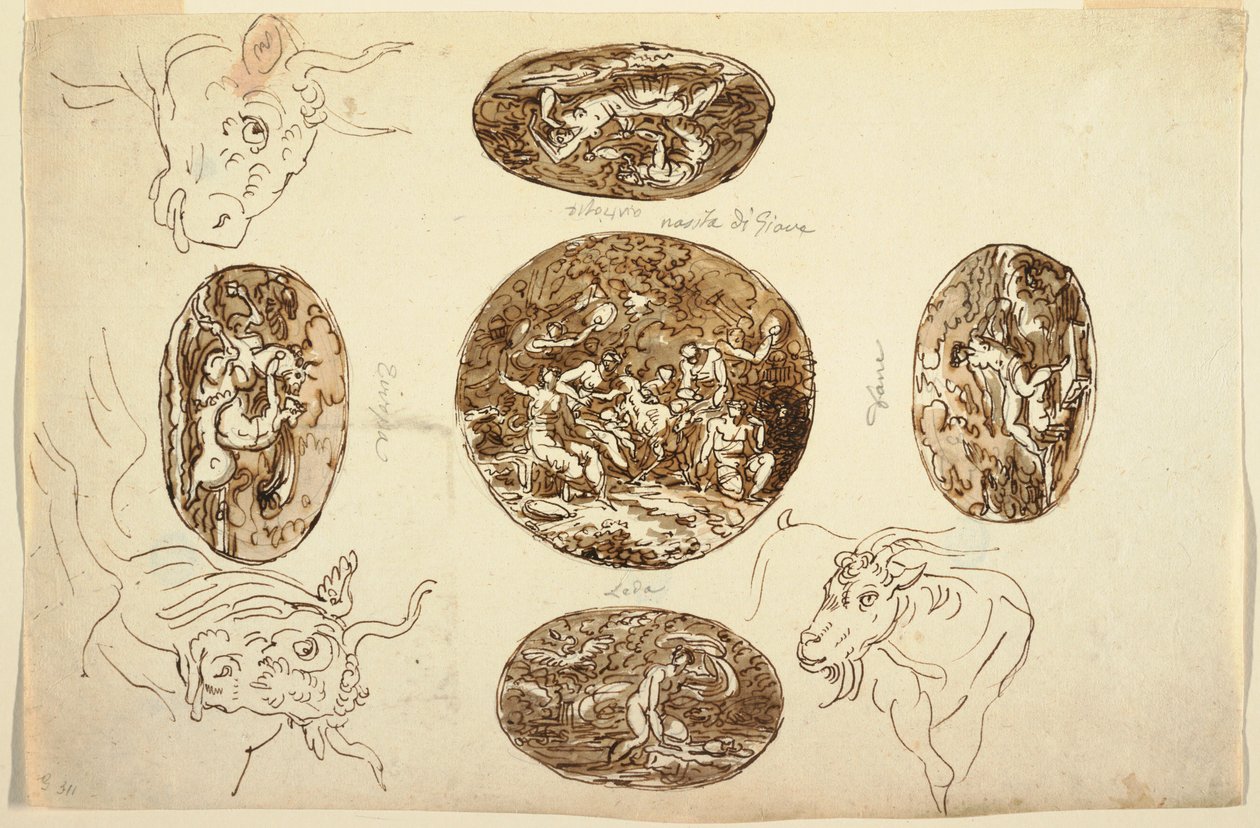 Zeichnung, Taten des Jupiter, für eine Decke, 1812 von Unknown artistUnknown artist