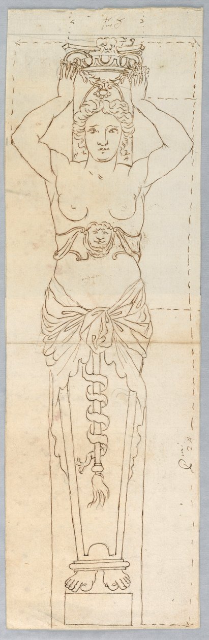 Zeichnung, Entwurf für eine Karyatide, 18. Jahrhundert von Unknown artistUnknown artist