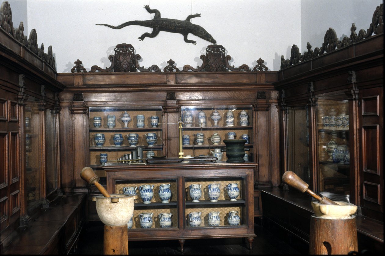 Apotheke des 17. Jahrhunderts, Vasen, Töpfe, Mörser... Museum für Wissenschaft und Technik, Mailand von Unknown artist