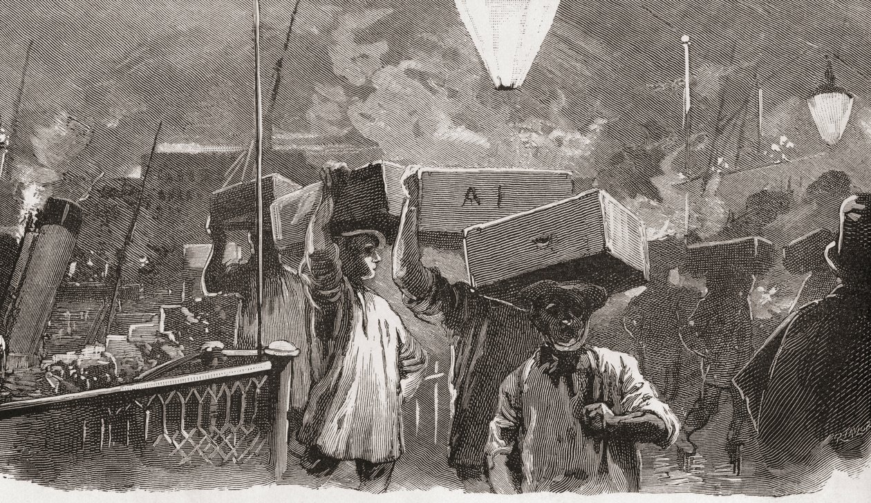 5 Uhr morgens auf dem Billingsgate-Fischmarkt, London, England im 19. Jahrhundert von Unknown artist