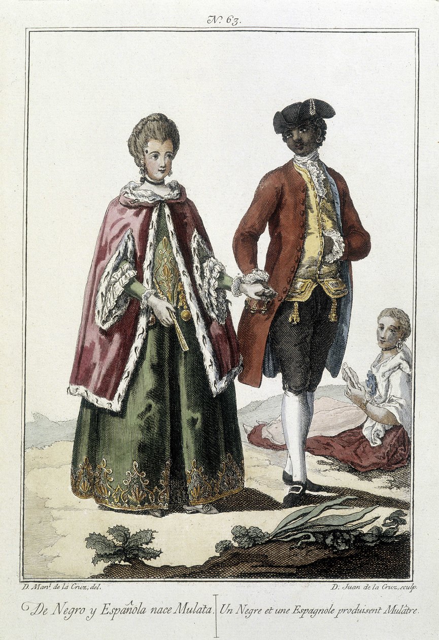 Ein Schwarzer und ein Spanier zeugen einen Mulatten - Gravur von Unknown artist