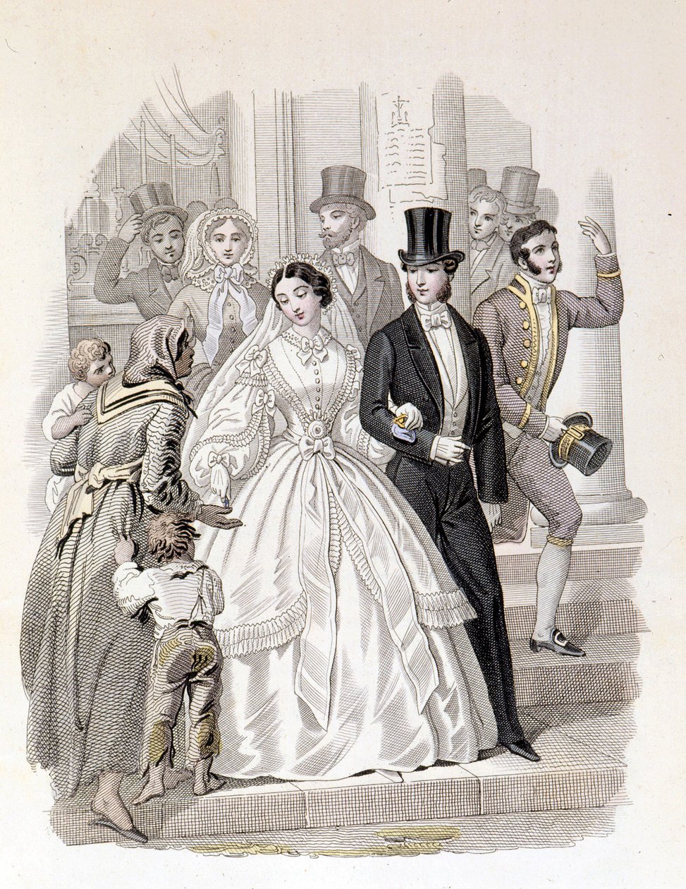 Eine bürgerliche Hochzeit, Gravur von 1860. von Unknown artist