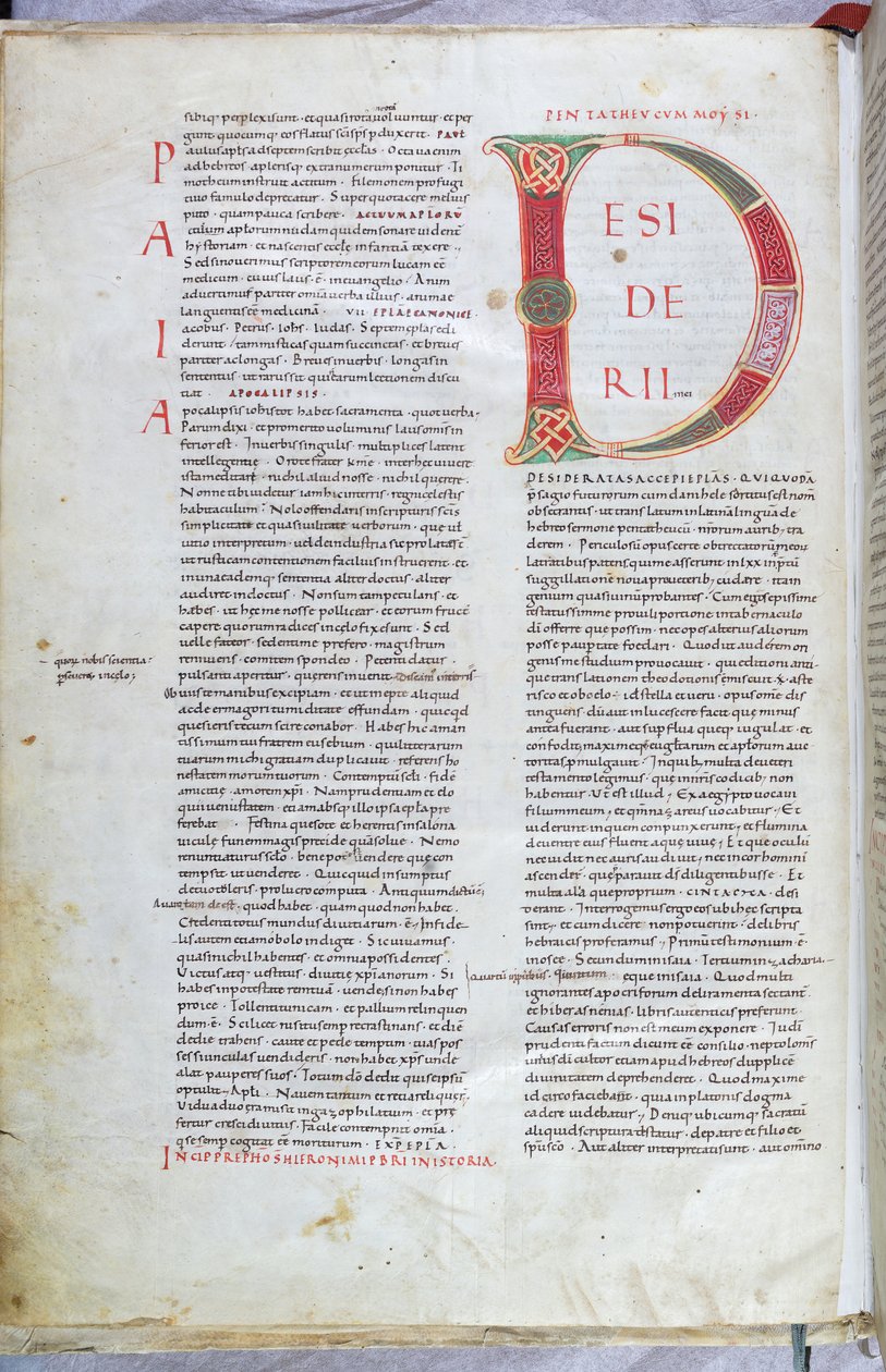 Eine Seite aus der Bibel des 11. Jahrhunderts mit dem Großbuchstaben D von Unknown artist