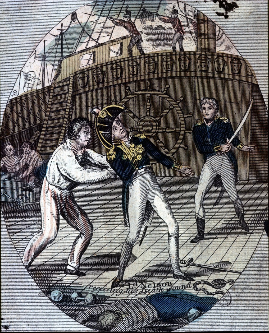 Der Tod von Admiral Nelson in der Schlacht von Trafalgar, an Bord seines Schiffes, der „Victory“ (21. Oktober) von Unknown artist