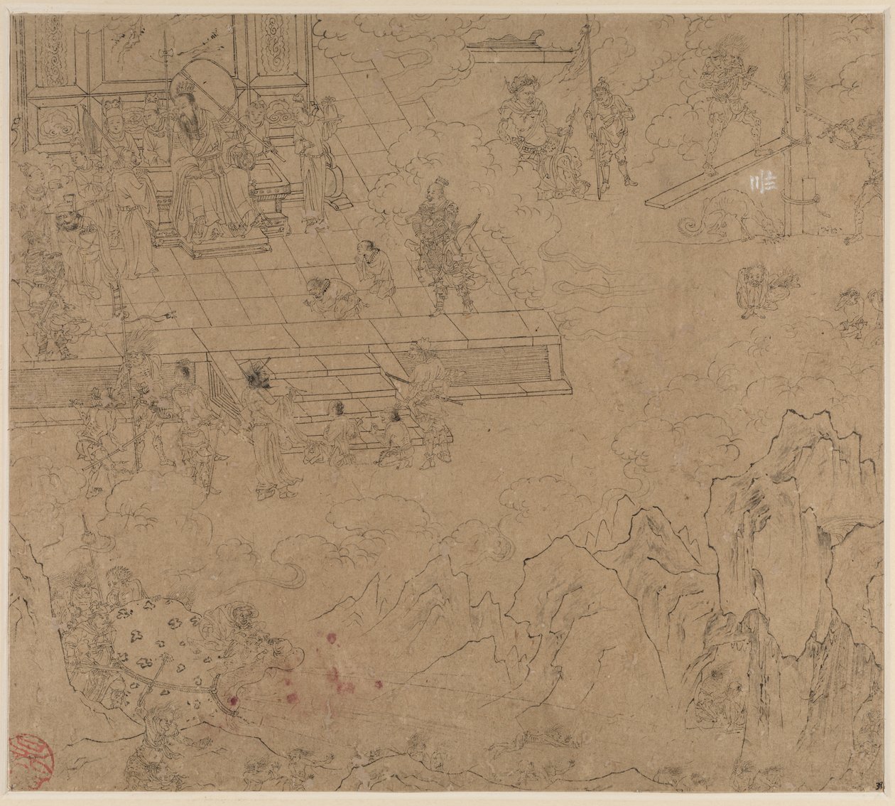 Album der daoistischen und buddhistischen Themen: Könige der Hölle: Blatt 39 von Unknown artist