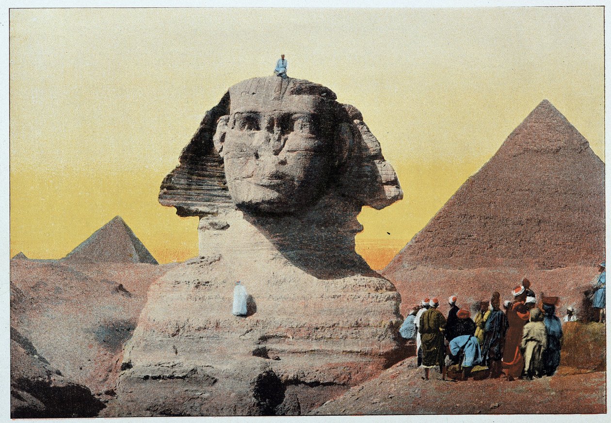 Antikes Ägypten: die Sphinx und Pyramiden von Gizeh (Guizeh, Guiseh, Giza, Gizeh). Ende 19. Jahrhundert von Unknown artist