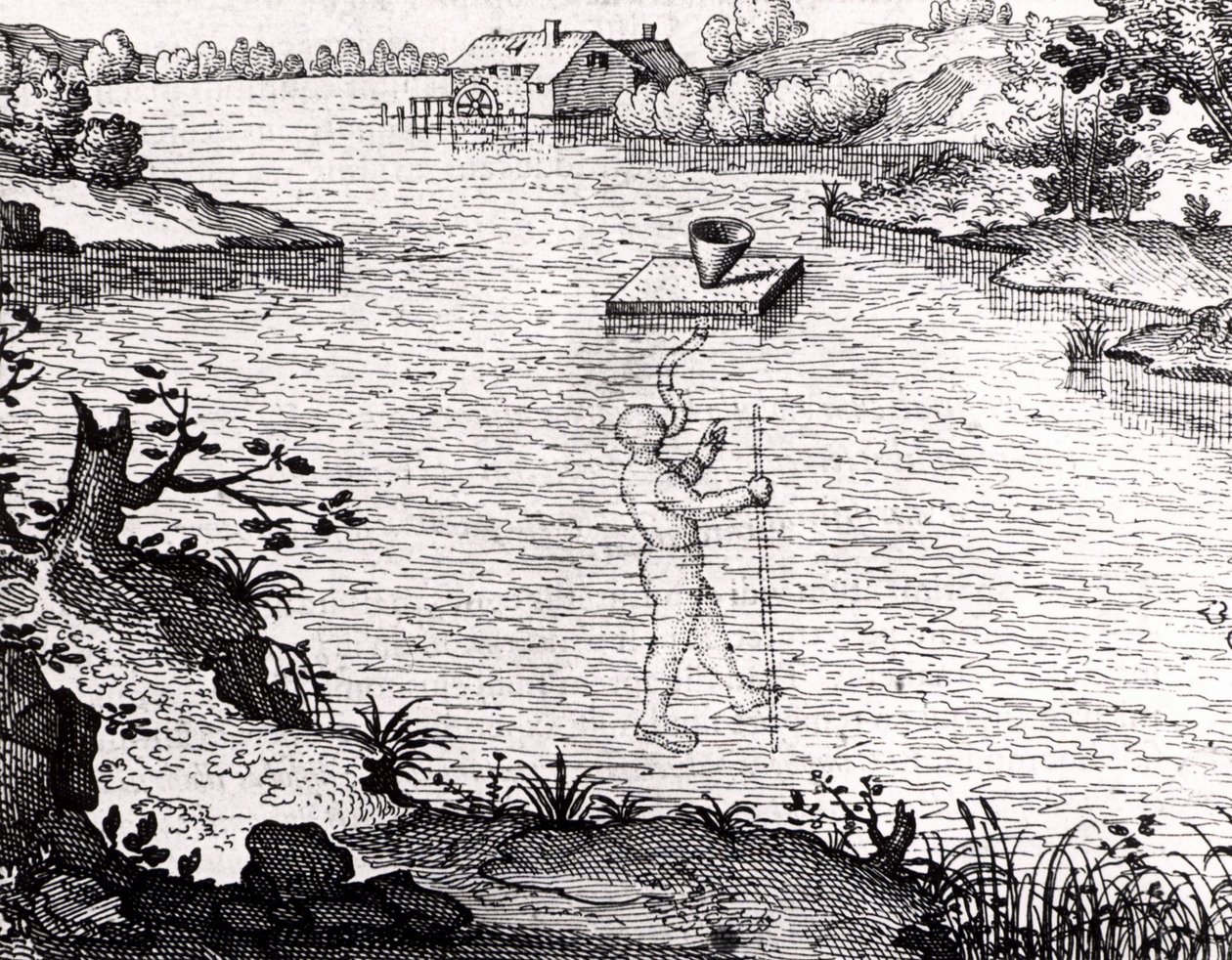 Gerät, das es einem Taucher ermöglicht, unter Wasser zu atmen von Unknown artist
