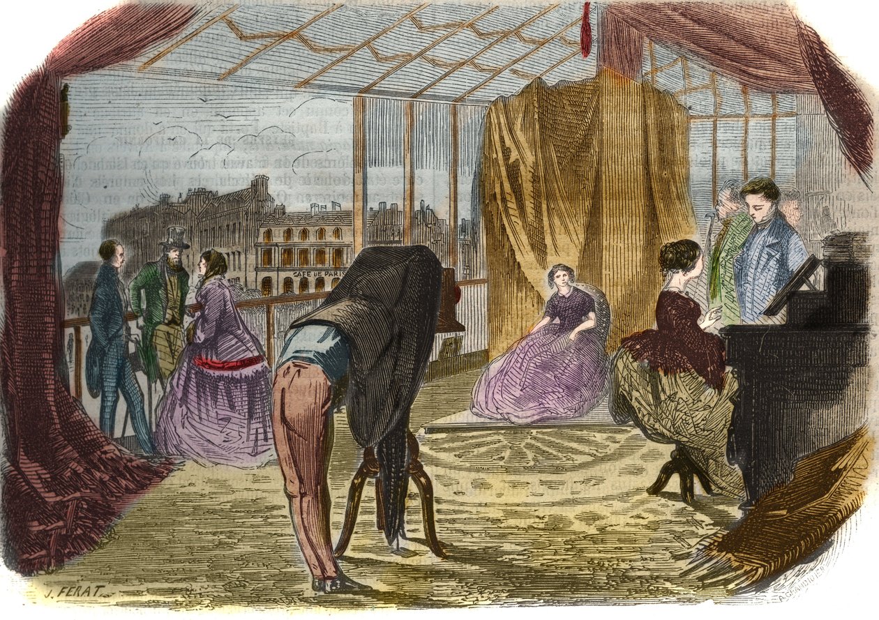 Atelier des Fotografen Nadar Jeune (Alban Adrien (Alban-Adrien) Tournachon genannt) (1825-1903), Boulevard des Italiens in Paris. Gravur von 1856. von Unknown artist