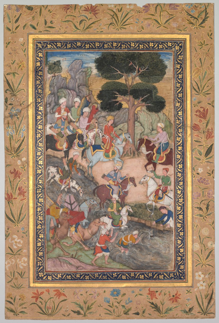 Babur trifft Sultan Ali Mirza am Kohik-Fluss, aus einem Babur-nama (Memoiren von Babur) von Unknown artist