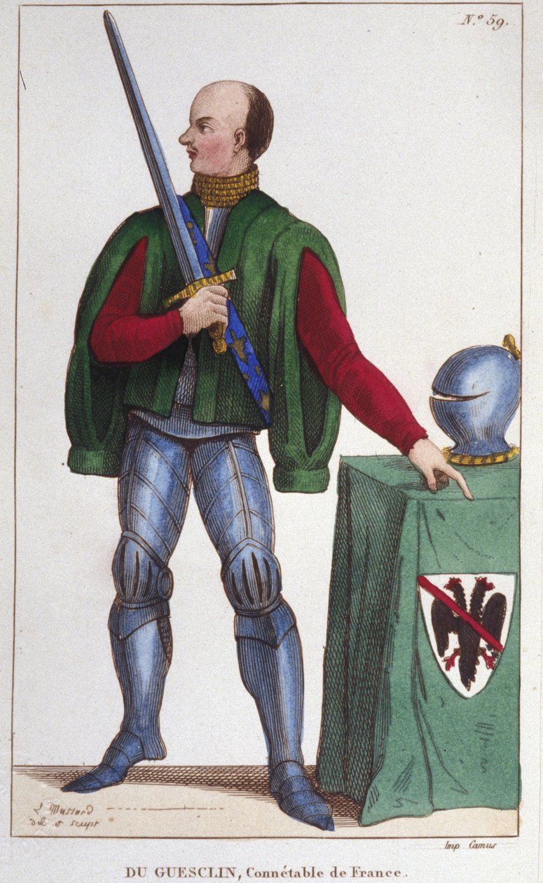 Bertrand du Guesclin (Duguesclin) (ca. 1320-1380). Konstabler von Frankreich. Gravur von 1830 von Unknown artist