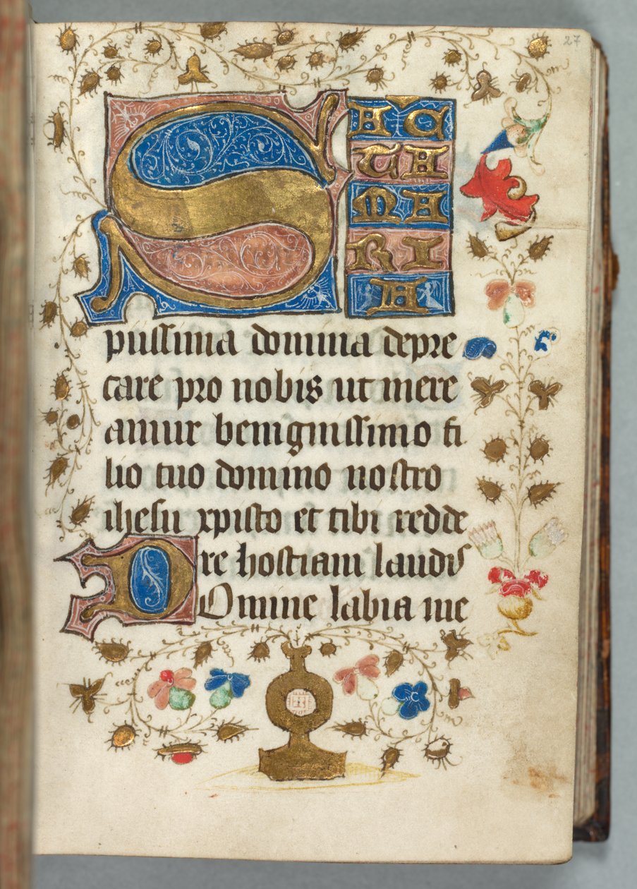 Stundenbuch (Gebrauch von Metz): Fol. 27r, dekorierte Initialen von Unknown artist