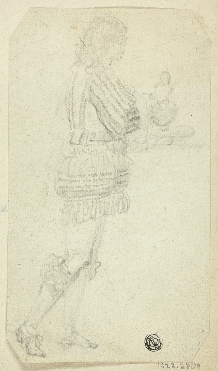 Junge in historischer Kleidung mit Gegenstand von Unknown artist