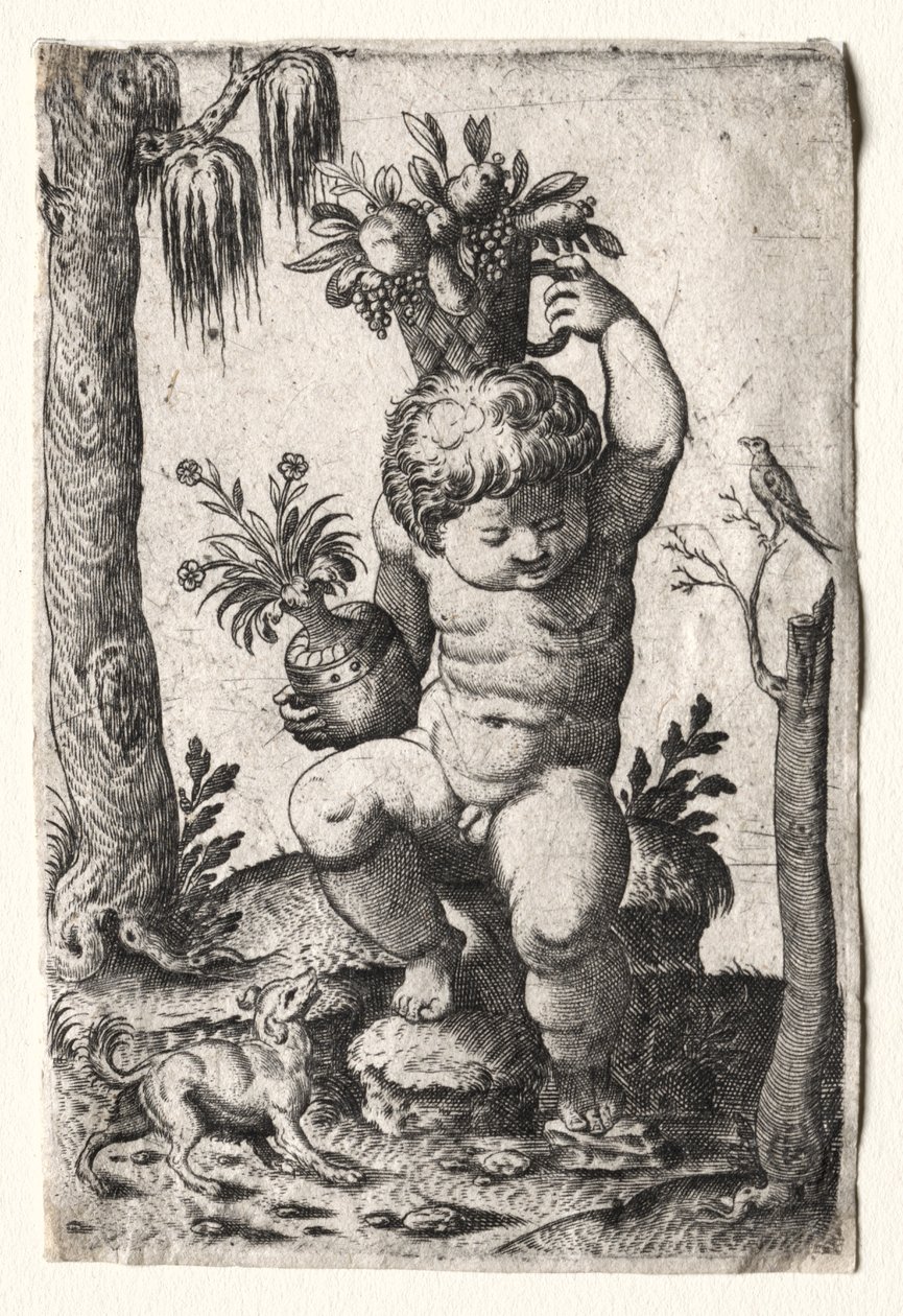 Junge mit Obstkorb von Unknown artist