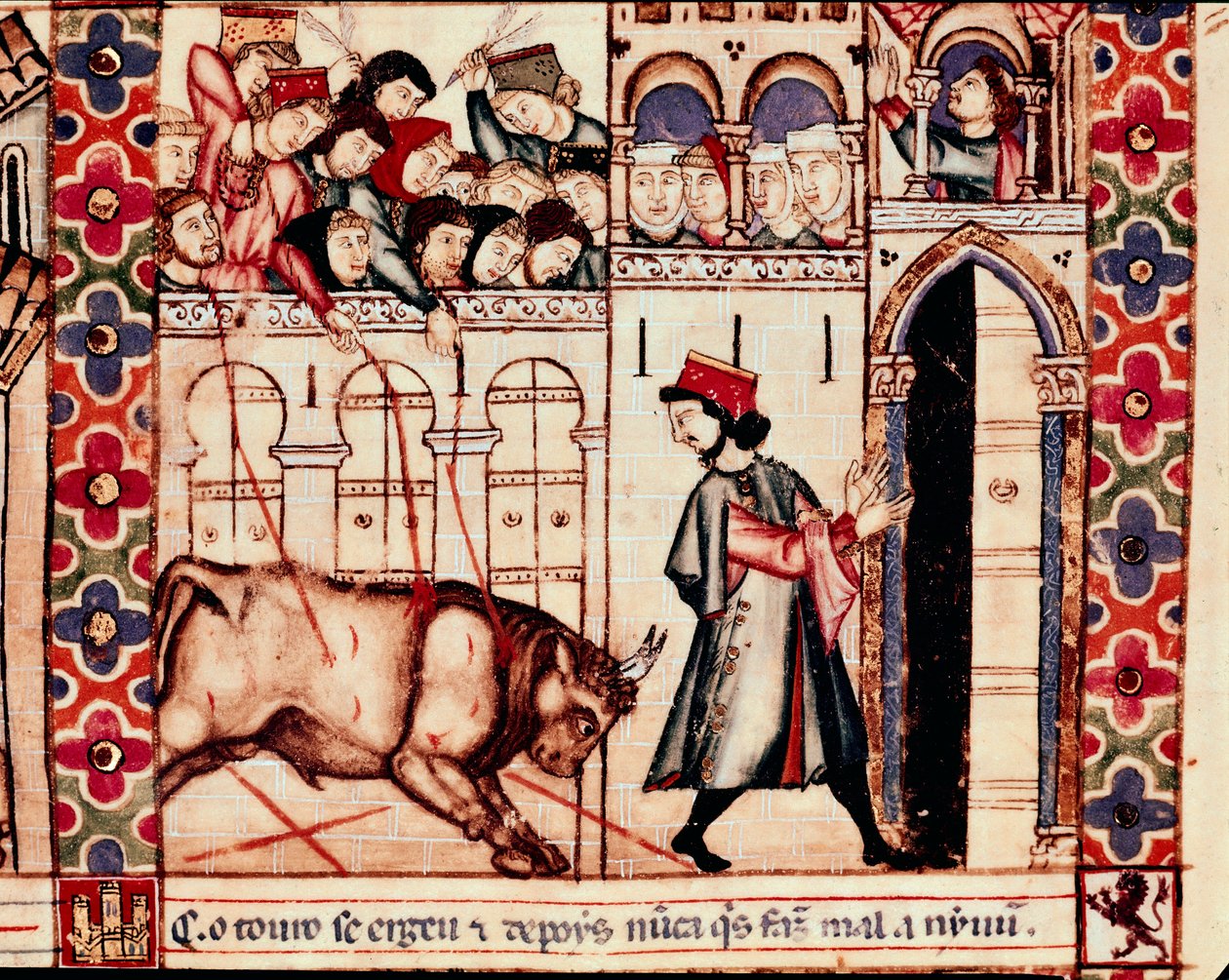 Stierkampf: Der Stier tötet in der Arena während der traditionellen Feste von Plasencia in Spanien von Unknown artist