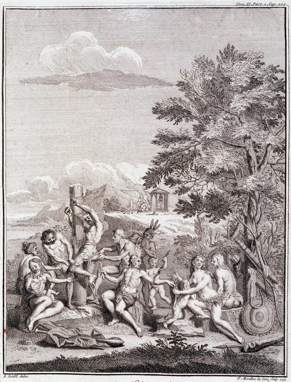 Gefangene, die von den Antis in Peru geopfert wurden - in „Historische Reise durch Südamerika im Auftrag des Königs von Spanien“ von Don Georges Juan & Don Antoine de Ulloa, T.II, ed. Jombert, Librairie du Roi, Paris von Unknown artist