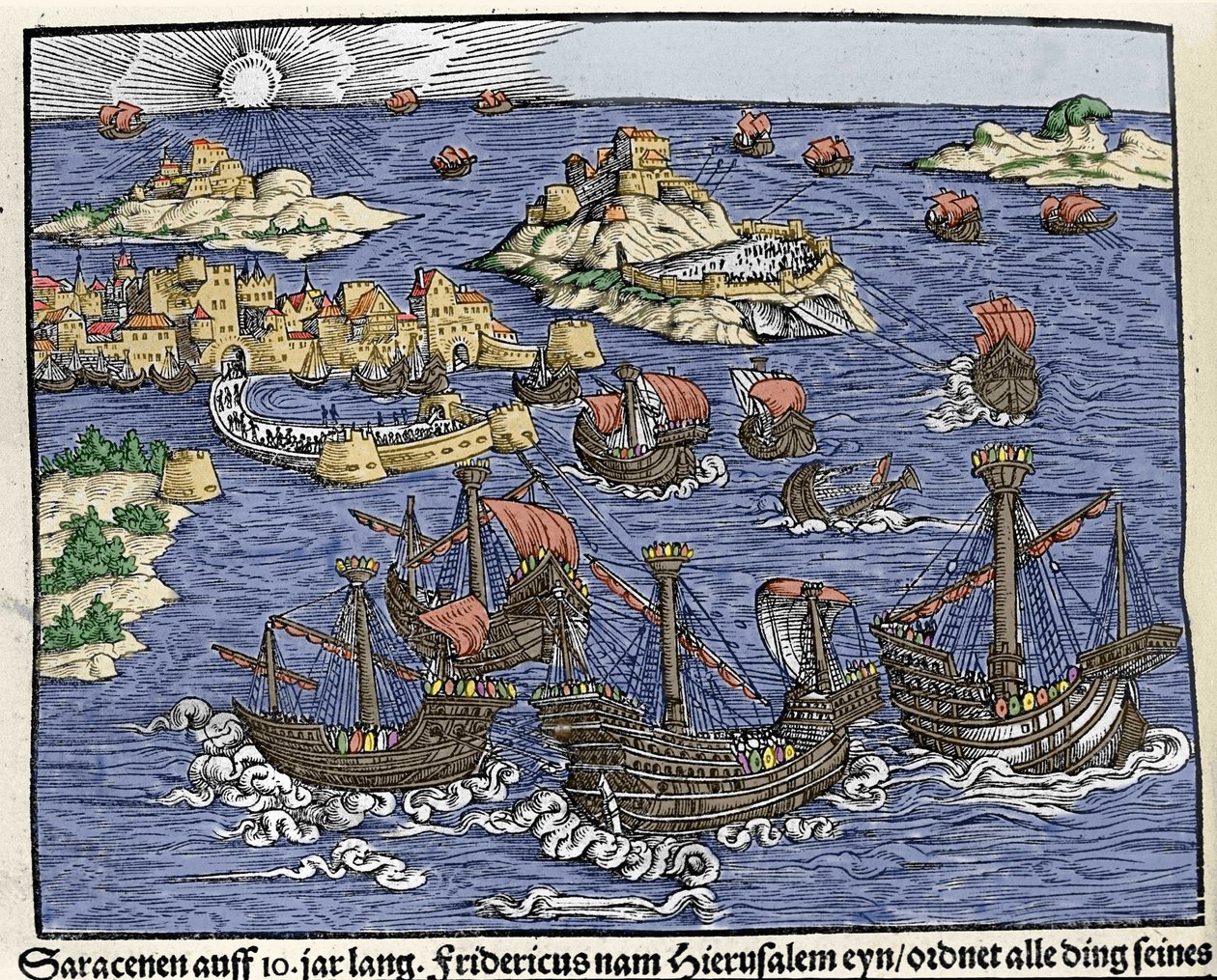 Eroberung Jerusalems durch die Sarazenen im Februar 638. In „Den Edlen Strengen Besten Fromen“ von Johann Stumpff von Unknown artist