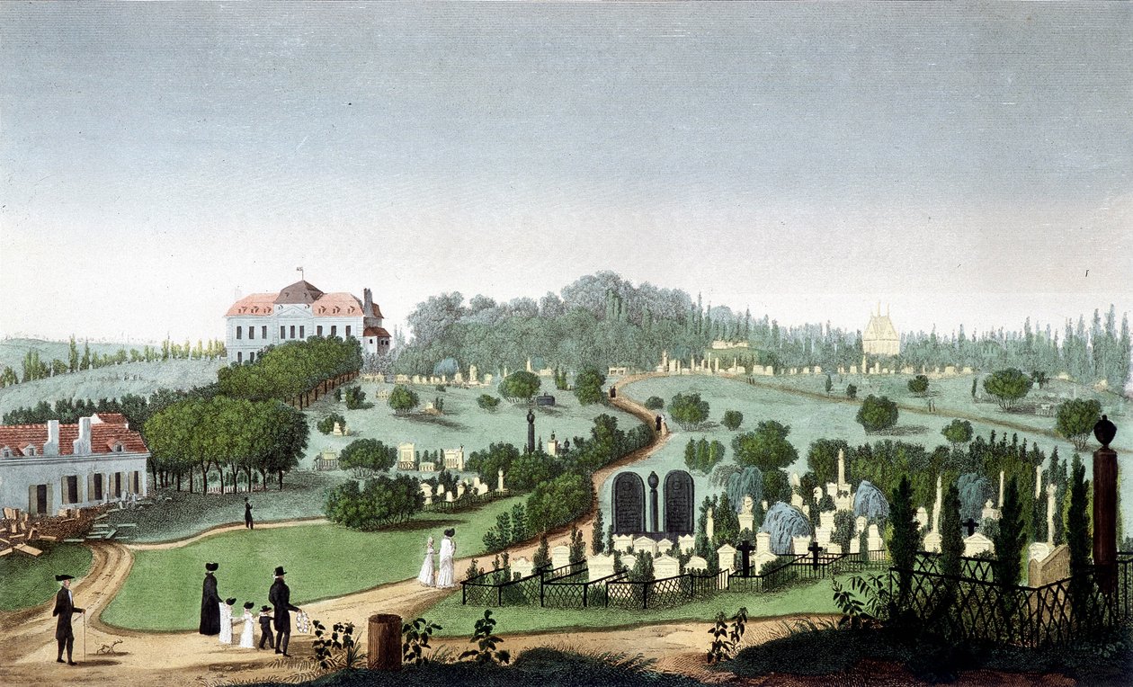 Friedhof Père Lachaise, ca. 1820 - in „Vues de Paris“ von Courvoisier von Unknown artist