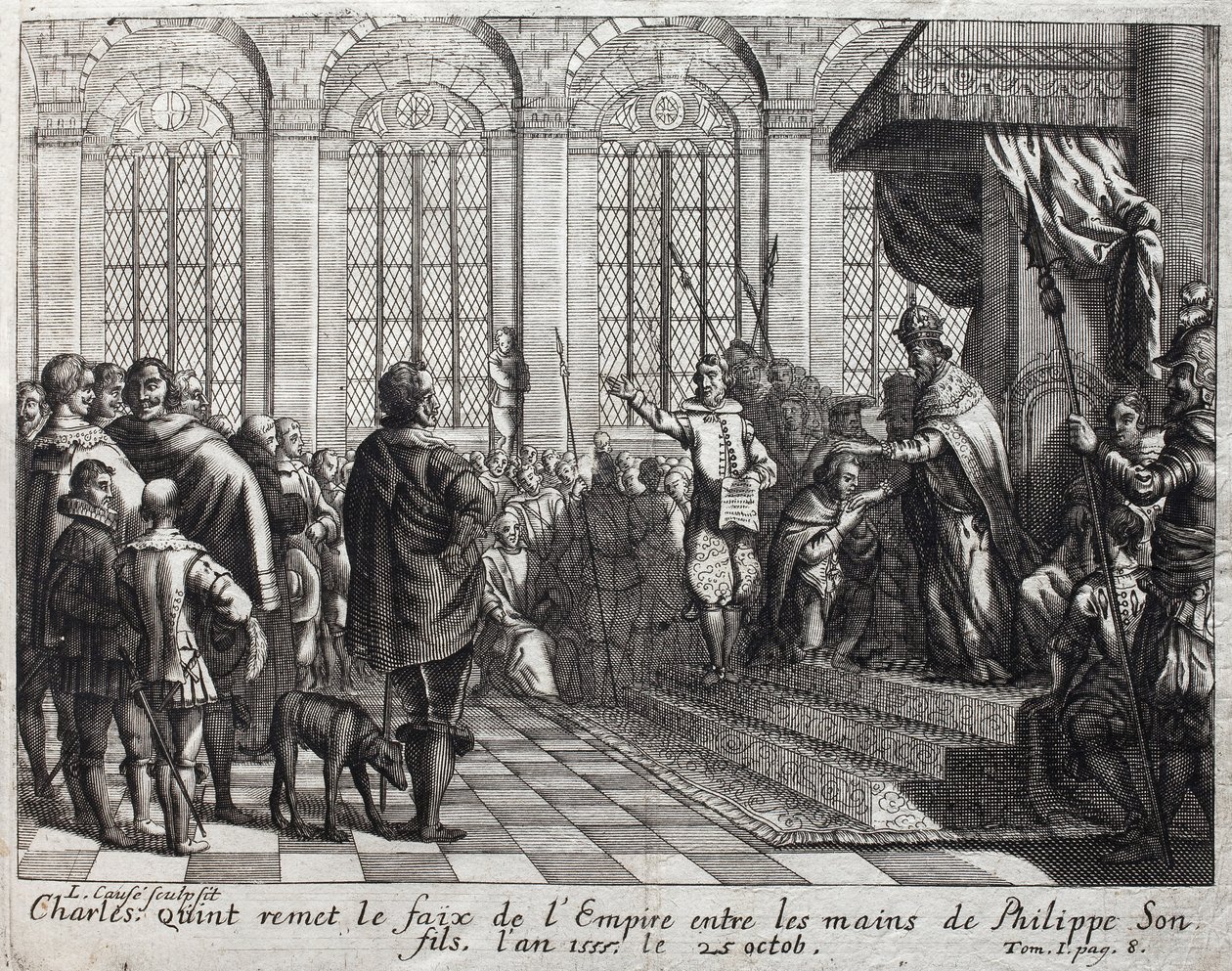 Karl V. (1500-1558) übergibt das Reich an Philipp II. (Felipe) (1527-1598), seinen Sohn, am 25. Oktober von Unknown artist