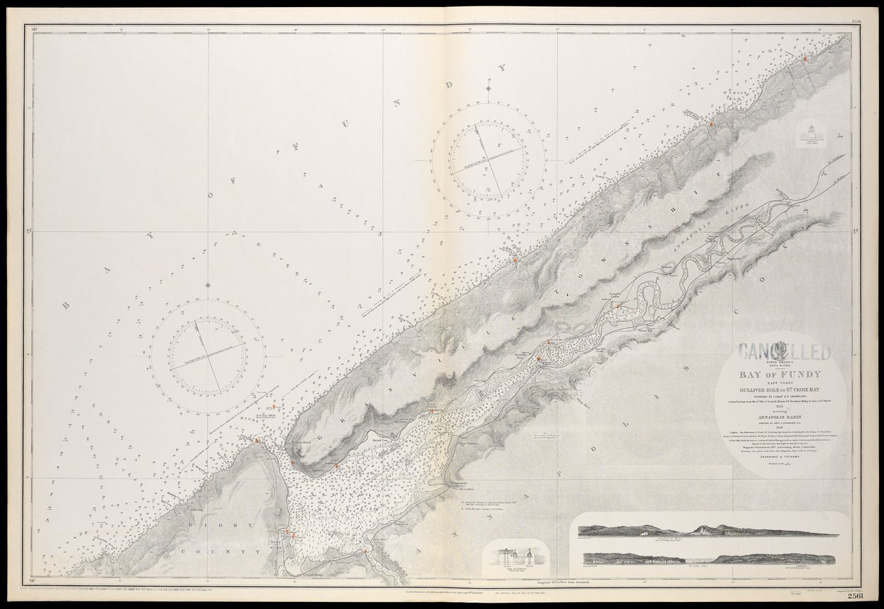 Karte von Nova Scotia, Bay of Fundy, Gullivers Hole bis St Croix Bay, erstmals veröffentlicht am 10. Februar 1858 von Unknown artist