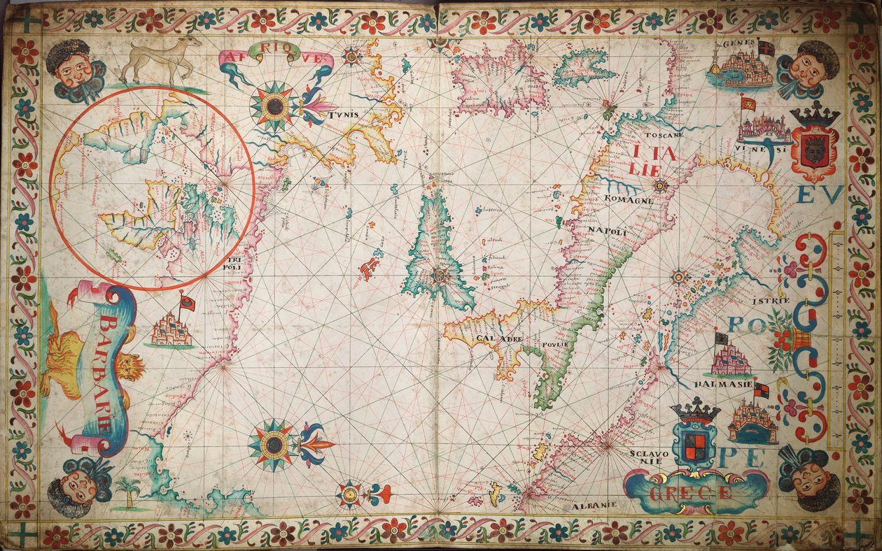Karte des südlichen Mittelmeers und der Adria, ca. 1600 von Unknown artist