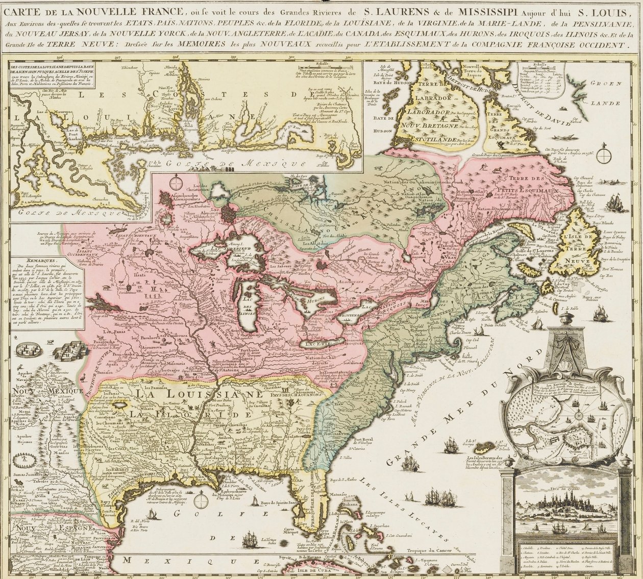 Karte des südlichen Teils der Vereinigten Staaten mit dem Mississippi und Saint Louis, c. 1720 von Unknown artist