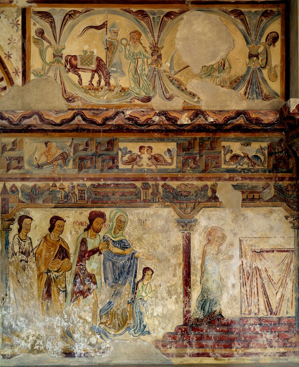 Kindheit der Jungfrau Maria nach den Fresken des 12. und 13. Jahrhunderts der Kirche von Alt-Pouzauges in der Vendée von Unknown artist