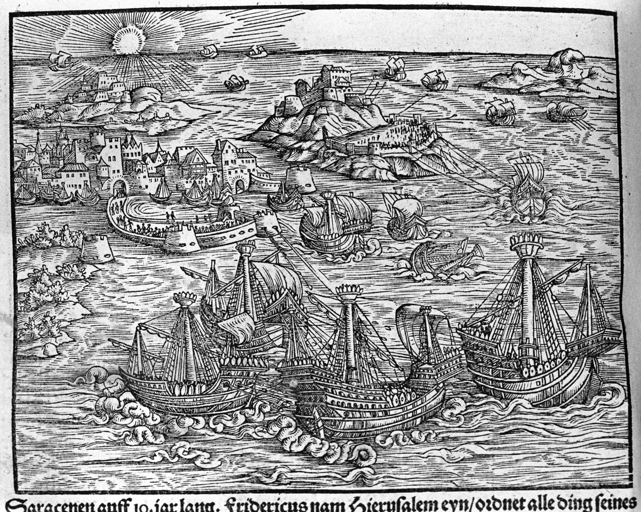 Kämpfe zwischen Sarazenen. Gravur von Johann Stumpff "Den edlen struen belten fromen" von Unknown artist