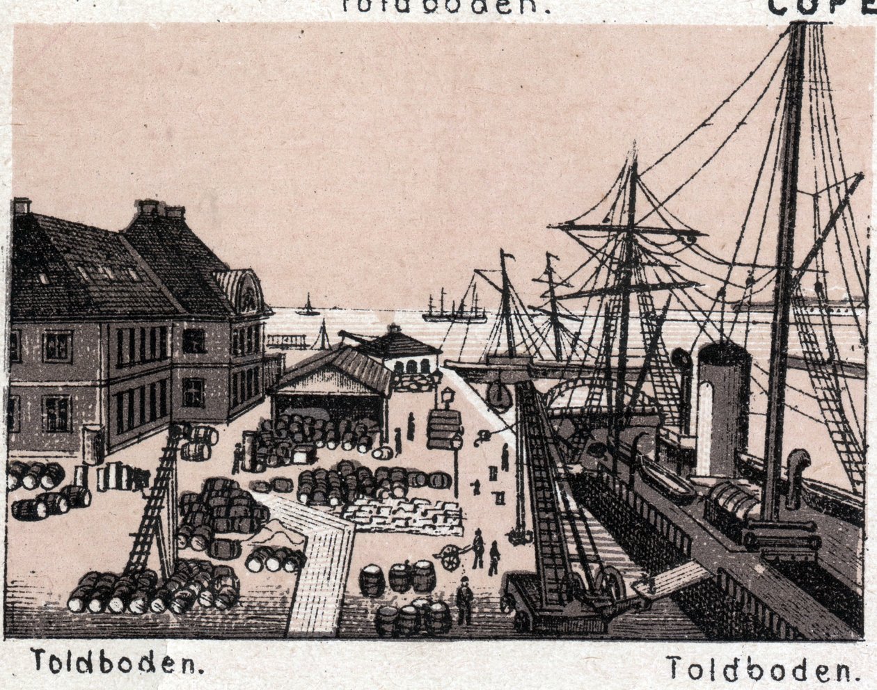 Kopenhagen, Dänemark: Blick auf Toldboden (Hafen). Aus „Die Welt illustriert 168 Ansichten“ (spätes 19. Jahrhundert) von Unknown artist