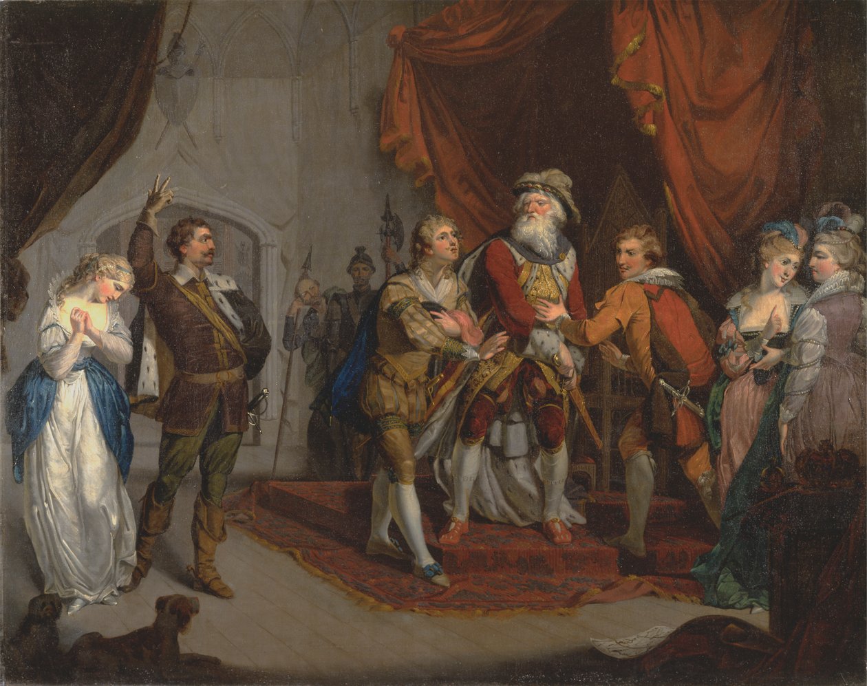 Cordelia verteidigt vom Earl of Kent, aus Shakespeares "König Lear," I, i von Unknown artist