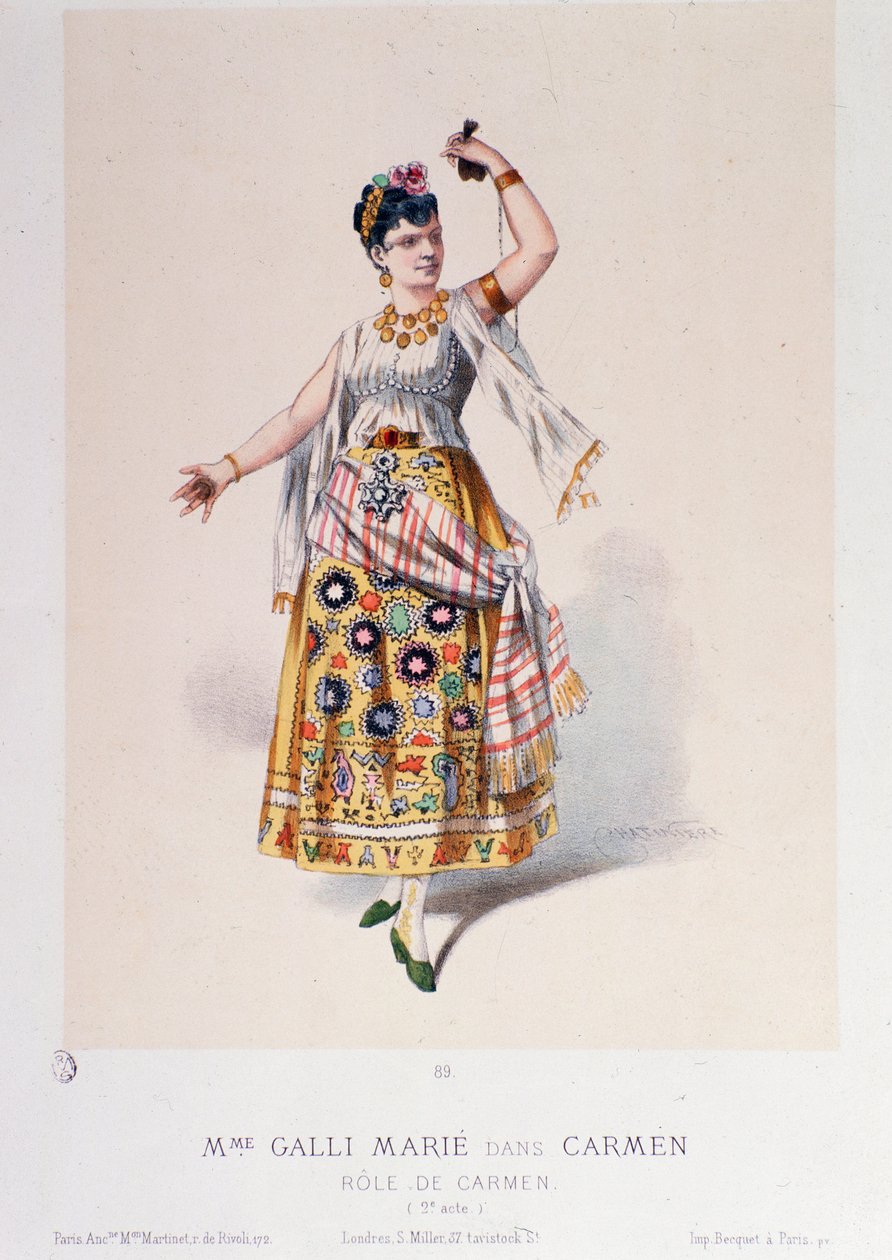 Kostüm von Marie Galli in Carmen, Oper von Georges Bizet von Unknown artist