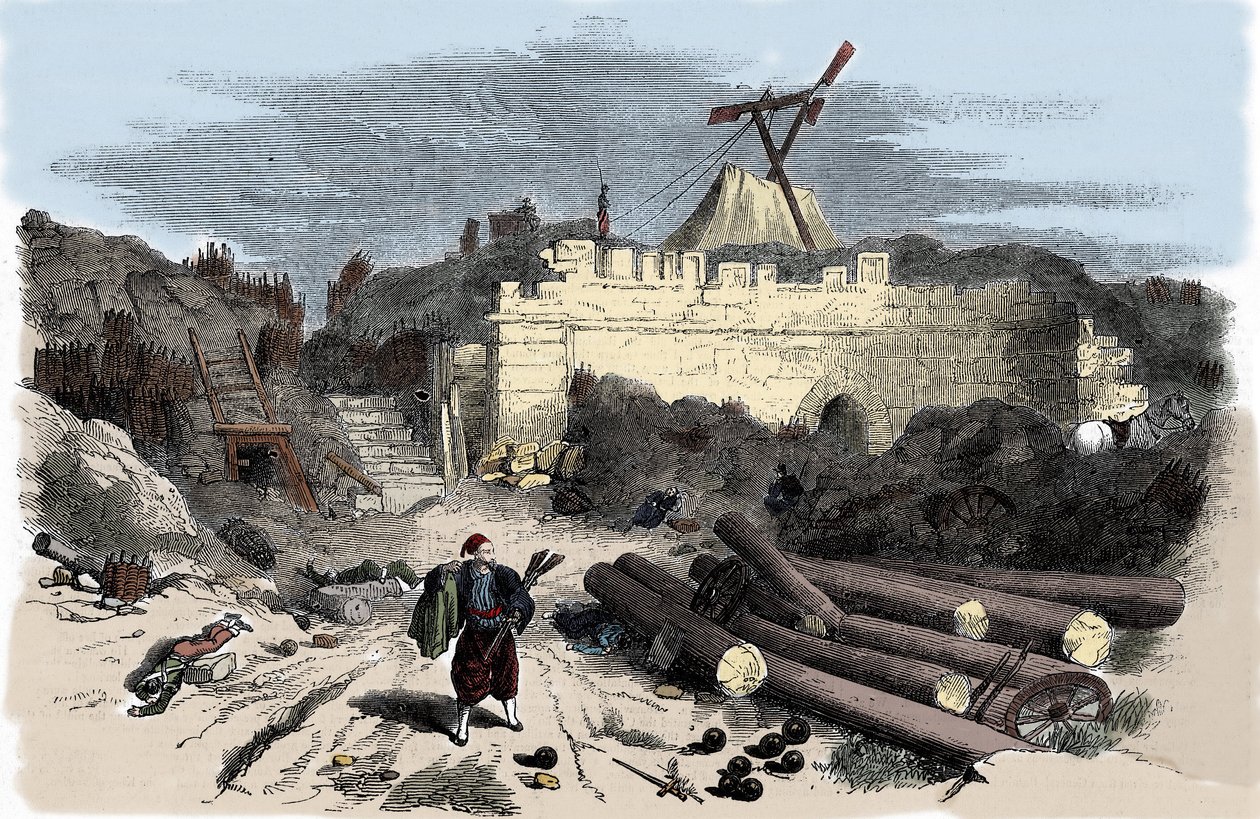 Krimkrieg (1853-1856): Claude Chappes Telegraph nach Malakoff - Gravur von Unknown artist